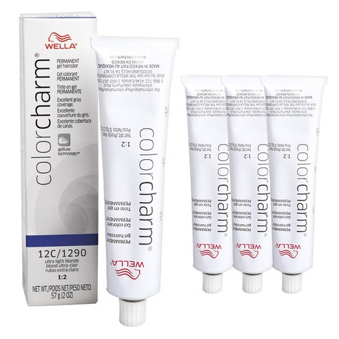 웰라 컬러 참 퍼머넌트 젤 헤어컬러 57g, 12C 1290 Ultra Light Blonde, 4개