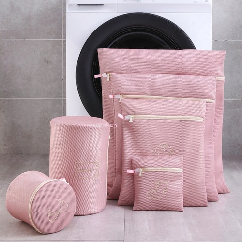 세탁기 세탁 가방 두꺼운 그물 더러운 옷 세탁 주머니 여행 의류 보관 가방 브래지어 세탁 바구니 속옷 세탁, M 25-35cm_Morandi Pink