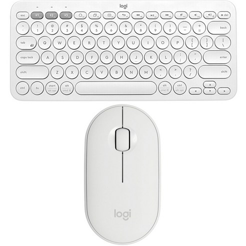 로지텍 페블 무선 마우스 M350, 마우스 + 키보드, 화이트
