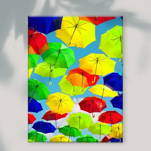 오로라데코덴 캔버스형 보석십자수 40x50cm, MK152 하늘위에 컬러풀 우산들