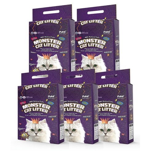 푸르미 몬스터캣리터 응고형 고양이 모래, 8L, 5개, 베이비파우더향