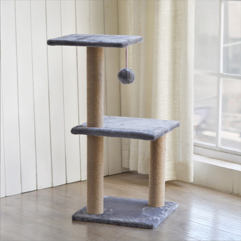 AINI 2단 고양이 스크래쳐 놀이감 멀티 캣타워 대형, 1개, 그레이, 70cm