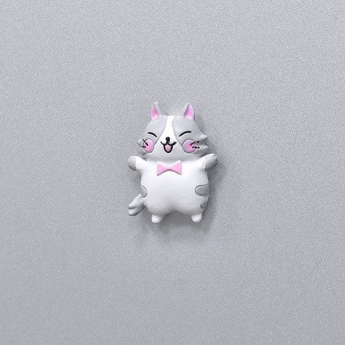 창조적 인 표현 고양이 냉장고 자석 3D 만화 고양이 자석 귀여운 마그네틱 스티커 메시지 홈 장식, 회색 활 고양이, 중간