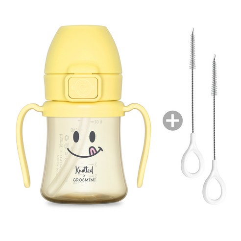 그로미미 X 노티드 PPSU 빨대컵 + 빨대세척솔(2P) 세트