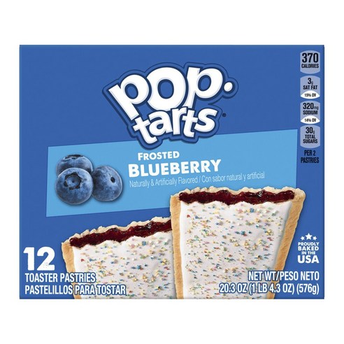 켈로그 팝 타르트 토스터 패이스트리 프로스트, 블루베리 (Blueberry), 1개, 576g
