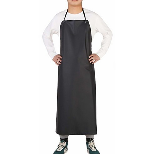 버니박스 검정 방수 앞치마 주방 식당 업소용, 검정색, 1개