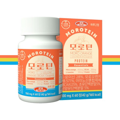 BTW 비티더블유뉴트리션 모로틴 모로오렌지 c3g 고함량 이탈리아 시칠리아산 단백질, 1개, 60정