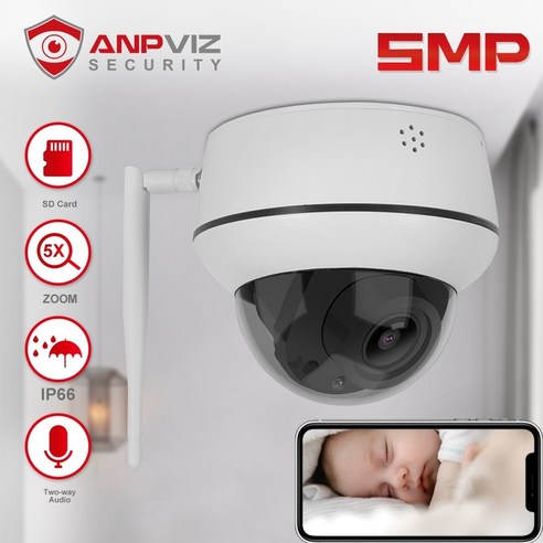 실외cctv 가정용 cctv cctv 실외cctv세트anpviz 5mp ptz wifi ip 카메라 야외 5x 줌 무선 보안 cctv 카메라 양방향 오디오 마이크 스피커 ir, 5mp sd 카드 없음, au 플러그, 2.7-13.5mm