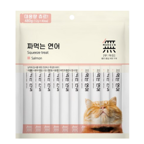 바우와우 무마진 짜먹는 고양이 간식, 연어, 480g, 1개