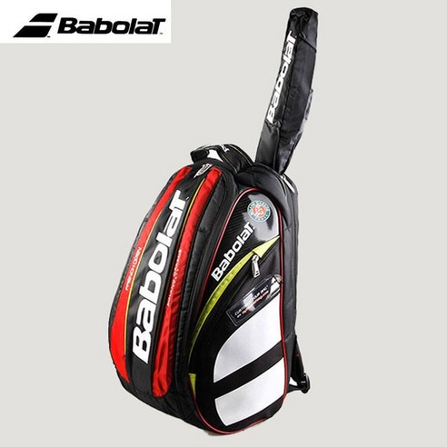 BABOLAT 남녀공용 테니스 백팩 바바라 퓨어 스틱 2 팩 가방 배드민턴 스쿼시 패들 비치 라켓 보관 핸드백, Black Red 2023