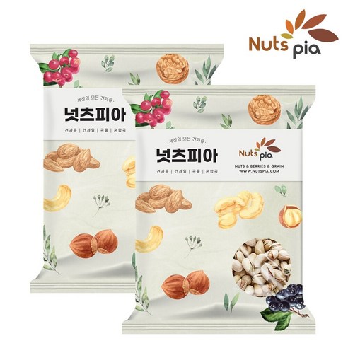 [넛츠피아] 생 껍질 피스타치오 500g x 2봉(총 1kg), 2개