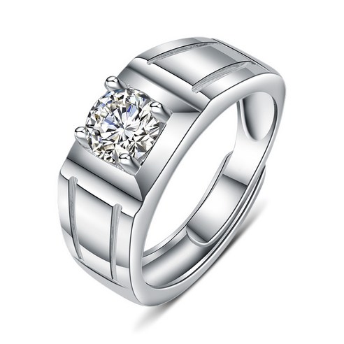 한국어 패션 간단하고 절묘한 Haoshi 오픈 남자 간단한 반지 국경 뜨거운 판매 모조 Mosan 다이아몬드 반지