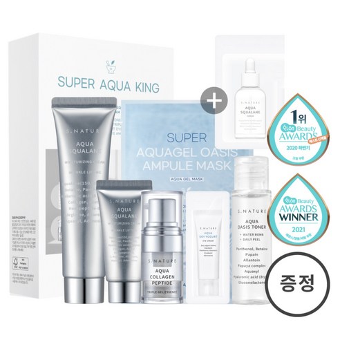 아쿠아 스쿠알란 수분크림 대용량5종 세트 (크림80ml+크림30ml+토너30ml+에센스8ml+마스크팩1매+아이크림1g), 3개