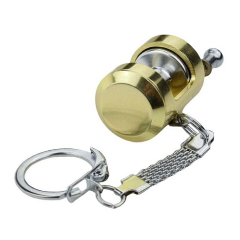 참신 트롤링 릴 어업 릴 모양 열쇠 고리 직경 0.8" 선, 4x2cm, 알루미늄 합금, 골드