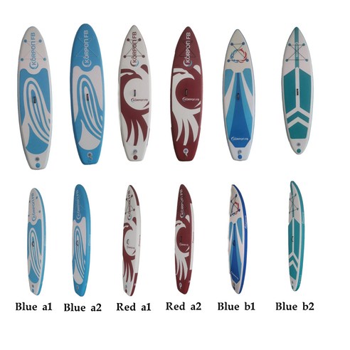 Korponfb 공기주입식 서핑 보드 패들보드 서핑 요가 웨이크 보드 서프 보드 320*83*15 폴리염화비닐+EVA, Blue a1