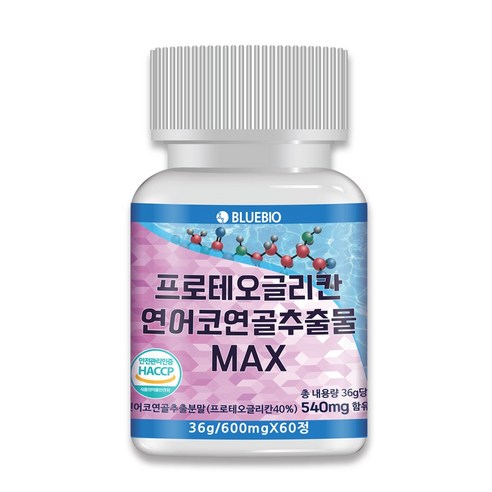 프로테오글리칸  프로테오글리칸 연어코 연골 추출물 MAX 600mg 60정 2형 콜라겐 콘드로이친 글루코사민 류신 함유, 1개