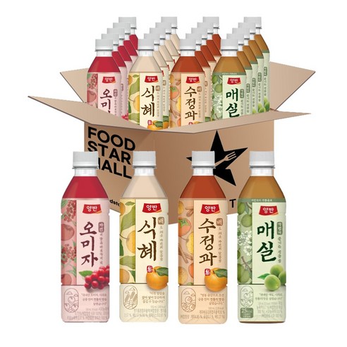 푸드스타 동원 양반 500ml 4종세트(배식혜 배수정과 매실차 오미자차) 각 5개 총 20개