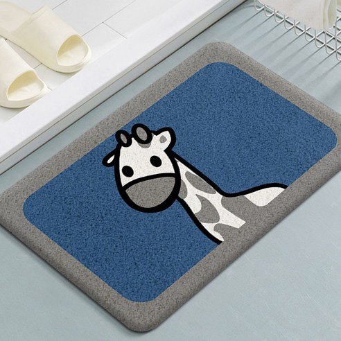캐릭터 프레쉬 캐시미어 문 매트 현관 인솔 매트 뽀글이 욕실 화장실 흡수 카펫 매트입니다, 푸른 바탕에 사슴이 있습니다.