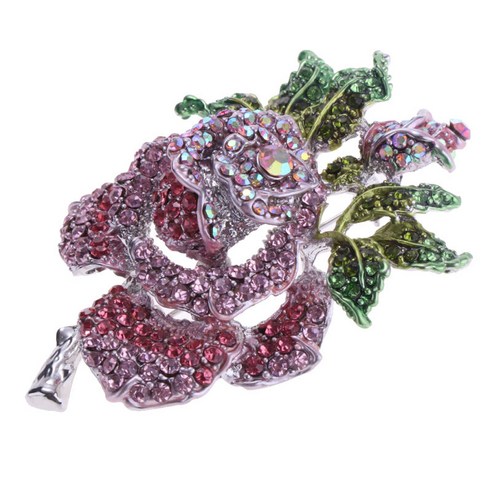 결혼식 연회는 부속품 고전적인 자주색 장미 꽃 브로치 핀을 입습니다