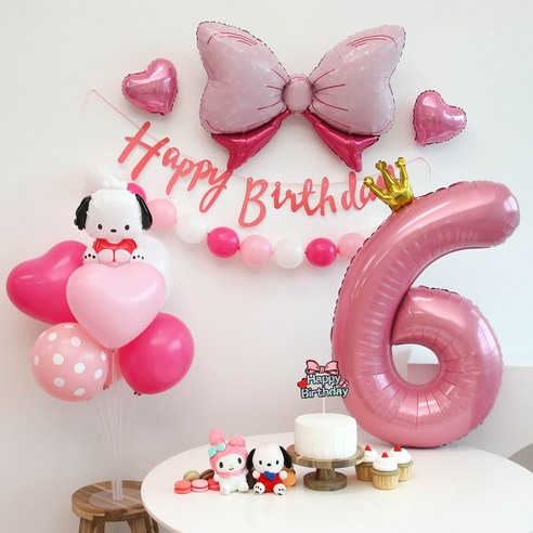 산리오 포차코 풍선 생일파티세트, 숫자풍선 6