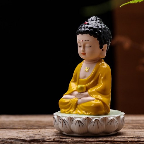 부티크 수제 세라믹 부처님 동상 Pingan 부처님 중국어 스타일 복도 Geomancy 공예 선 장식품 자동차 장식품, 하나, 색깔6