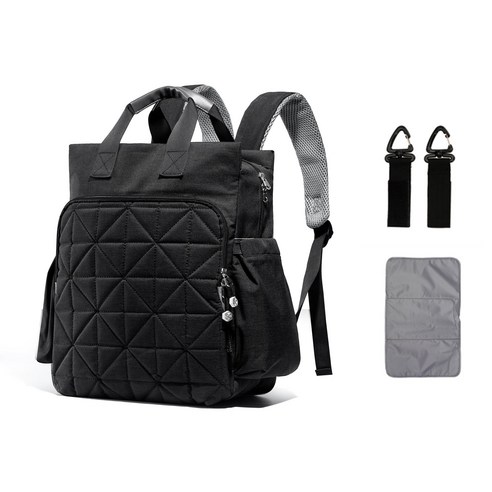 다마쥬 방수 보온 기저귀 가방 + 유모차 고리 + 방수 패드 블랙