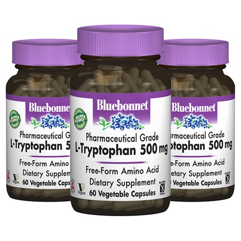 블루보넷 L-트립토판 500mg 베지터블 캡슐 비건 글루텐 프리, 60개입, 3개, 60정