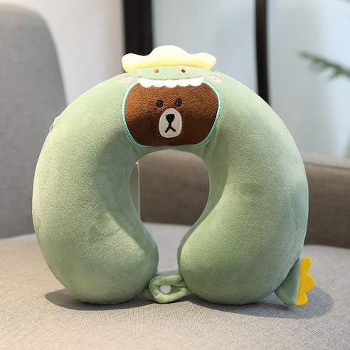 [LM] U 자형 베개 메모리 폼 목 베개 자궁 경부 척추 베개 자동차 여행 휴대용 빨 녹색 핑크 목 베개, {"크기":"25x26x13cm"}, Black