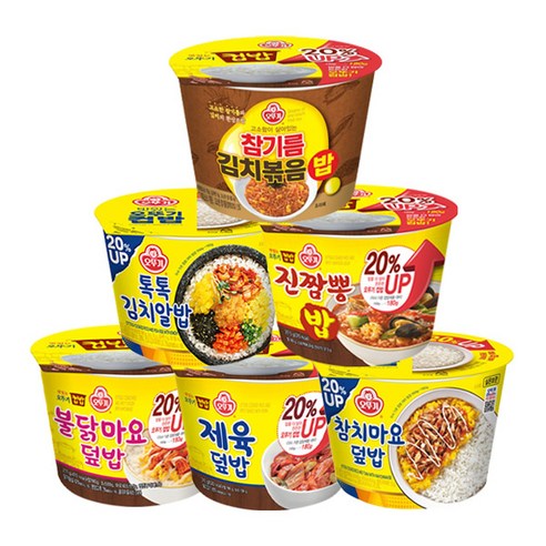 오뚜기 컵밥 6종 (톡톡김치알밥+참치마요+불닭마요+제육덮밥+진짬뽕+참기름김치볶음), 1세트