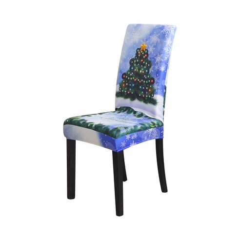 크리스마스 스판 장식 의자 커버 프린트 산타클로스 큰뿔 사슴 식사 디지털 의자 커버, 34#