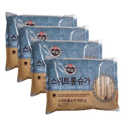 CJ제일제당 백설 스위트롱슈가5g x100개x4개입, 4개, 500g 설탕스틱 CJ제일제당 백설 스위트롱슈가5g x100개x4개입, 4개, 500g 설탕스틱