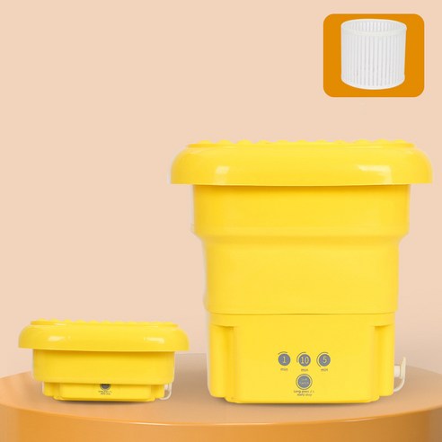 AIR 가정용 접이식 세탁기 작은 편리한 양동이 Eluting 통합 미니 속옷 양말 자동 청소 기계, 노란색
