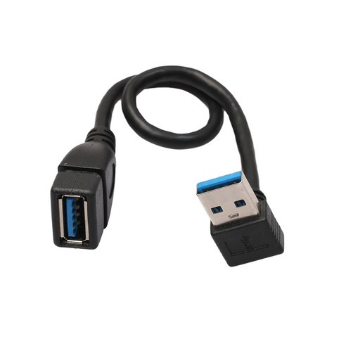 노 브랜드 USB 3.0 직각 90도 연장 케이블 암-암 어댑터 코드 20cm, USB 수-암 어댑터