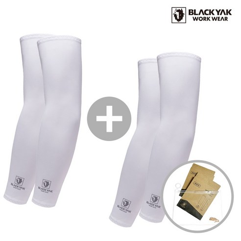 블랙야크 프리미엄 S 아이스 쿨토시 자외선차단 냉감 팔토시 1+1+브래드캣파우치, 화이트+화이트, 1세트