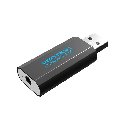 벤션 USB 사운드카드 어댑터 스테레오 외장형 블랙, VAB-S16-B