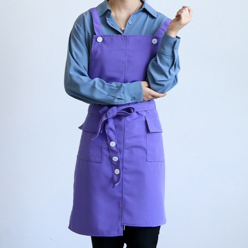 앞치마 맞춤 프린트 주방 베이킹 가정용 남녀 꽃집 작업복, 자주색
