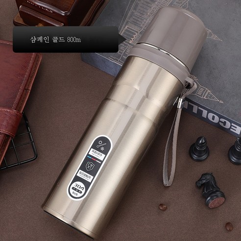 ZZJJC 대용량 304 스테인리스 텀블러 남녀 아웃도어 여행포트 1주년 선물용 컵, 800ml, 금색