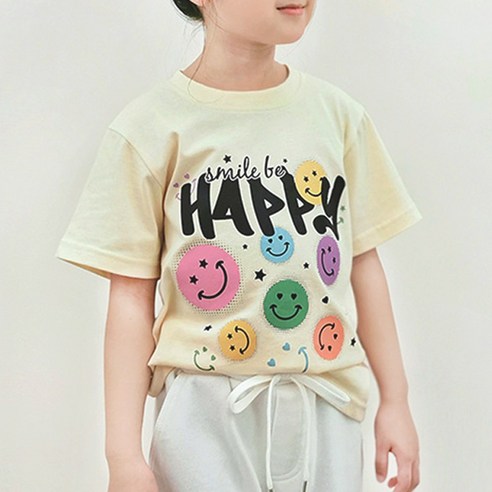 베비포 초등학생 여아 스마일 반팔 티셔츠 TJ1