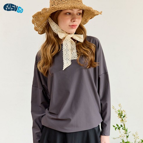 시원하고 편안한 여름철 수상 스포츠와 해변 활동을 위한 이지고 여성 가오리핏 오버핏 래쉬가드 상의