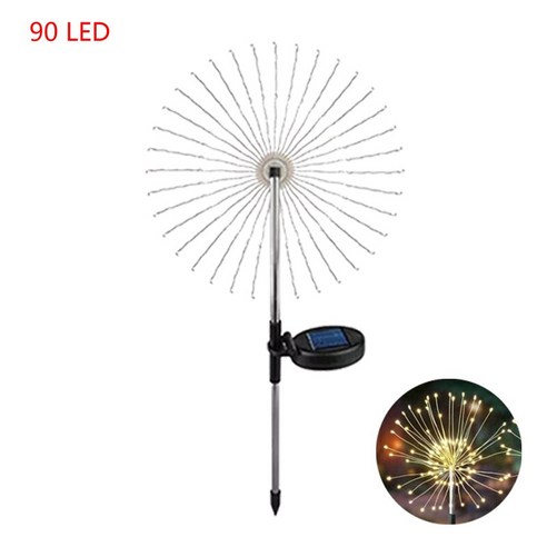 150LED 태양 야외 잔디 민들레 방수 플래시 문자열 조명 잔디 불꽃 램프 정원 크리스마스 장식 안뜰 조명, 2 PCS_90ledWarmWhite