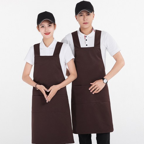 ANKRIC 방수앞치마 가정용 방유 및 방오 구획 이중 포켓 스트랩 앞치마 주방 작업복, 커피 색상
