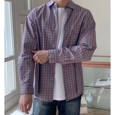 오앤오 남자 피그먼트 체크남방 봄여름 데일리셔츠 시티보이셔츠