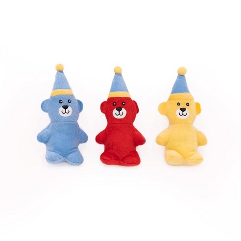 ZippyPaws 강아지를 위한 생일 선물 Birthday Bears Miniz 3팩 삑삑이 플러시 장난감 남아 및 여아용 강아지 파티 용품, 블루 – 케이크 슬라이스 교쇼미니지 Best Top5