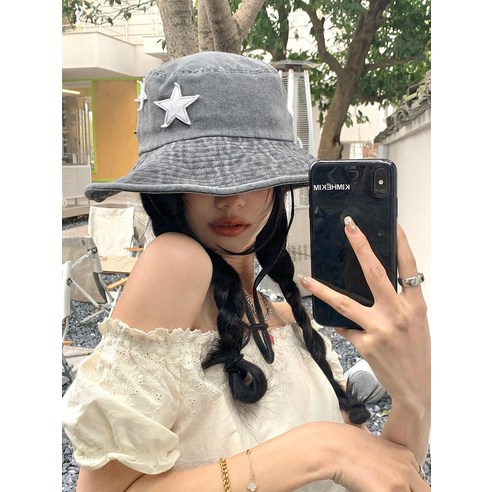 죽 코코 빈티지 스타 웨스턴 데님 모자 여 봄 차양 썬캡 등산 모자 아웃도어 캠핑 버킷햇