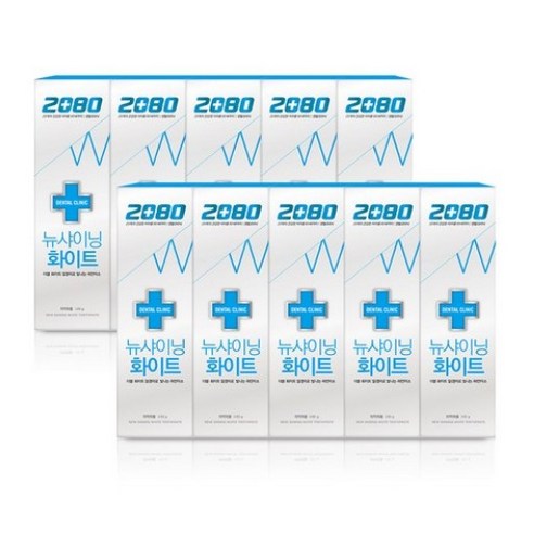 2080 덴탈크리닉 뉴샤이닝 화이트 치약, 140g, 10개