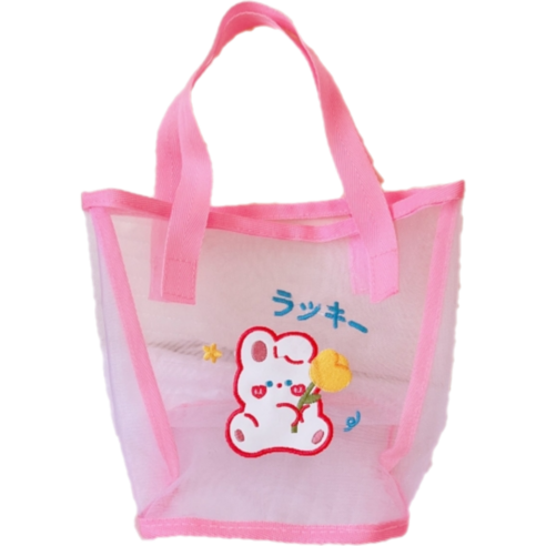 허니상회 귀여운 메쉬백 수영가방 보조가방 목욕가방, 핑크래빗