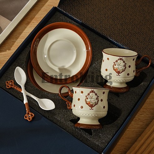 Entrolring 고급 빈티지 헤라토끼 커피잔 세트: 시간을 초월하는 우아함을 담다