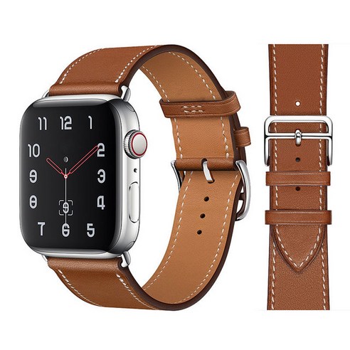 100% 정품 소가죽 iWatch 루프 팔찌 밴드 Watch 7 6 SE 5 4 41mm/45mm iWatch 6 5 4 호환 44mm/40mm 38mm/42mm, Brown, 38mm/40mm/41mm
