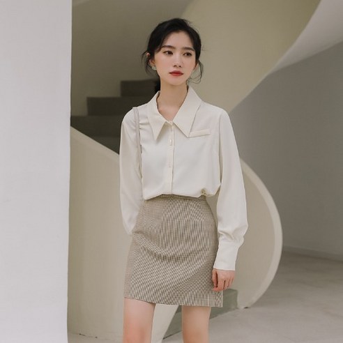 DFMEI 캐러멜 프랑스어 레트로 셔츠 여성 우아한 이른 봄 가을 긴 소매 세련된 탑 디자인 감각 틈새 모든 일치