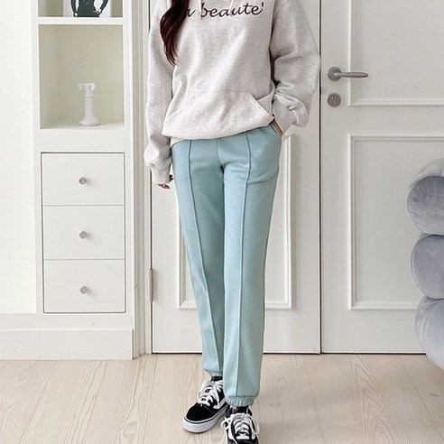 퍼니걸스 1614 데일리 기모 핀턱 무지 조거 팬츠 여성의류